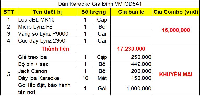 dàn karaoke gia đình VM-GD002 | VM-GD541