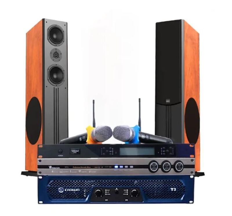 Dàn Karaoke gia đình VM-GD025: Loa Paramax D88 Limited, Micro Vatasa T500, Vang số Vatasa V6 Pro, Cục đẩy công suất Crown T3